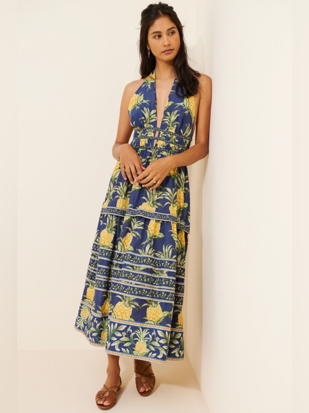 FARM Rio Delicate Pineapple Halter Midi Dress XL NWT - Picture 4 of 16